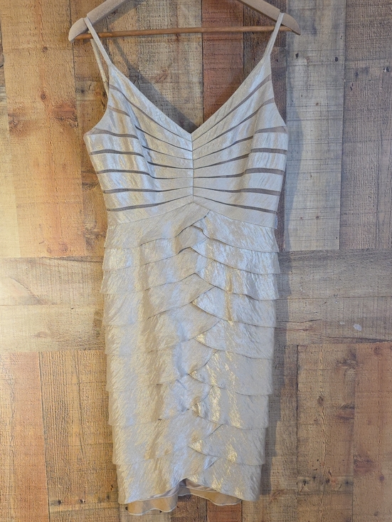 Adrianna Papell Dresses & Skirts - Adrianna Papell Shimmery Ivory Tiered V-Neck Mini Dress